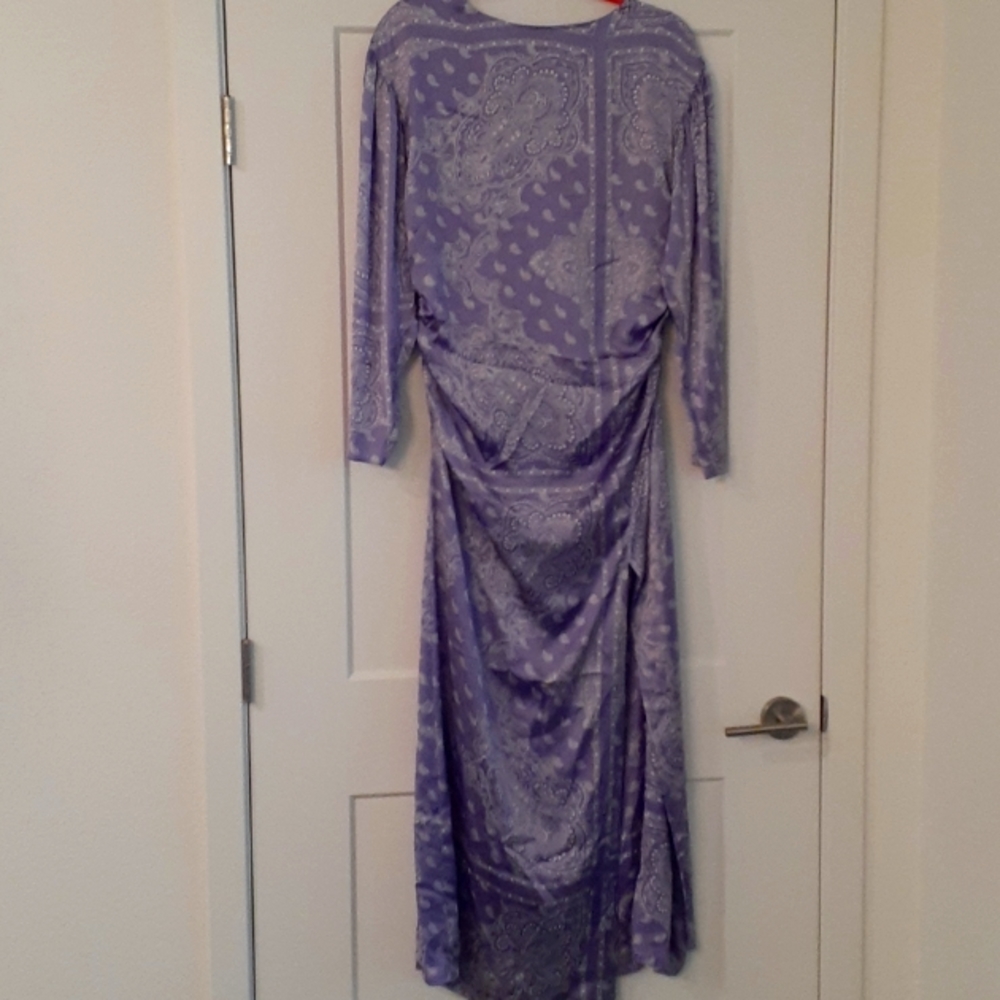 ZARA NWT Purple bandana print maxi dress with front slit (left)